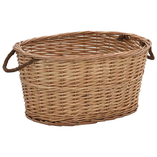 286982 vidaXL Firewood Basket with Carrying Handles 56x40x28 cm Natural Willow