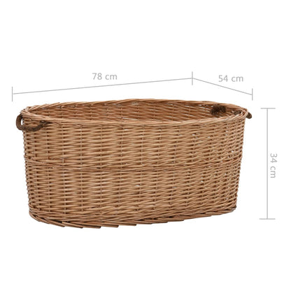 vidaXL Firewood Basket with Carrying Handles 78x54x34 cm Natural Willow