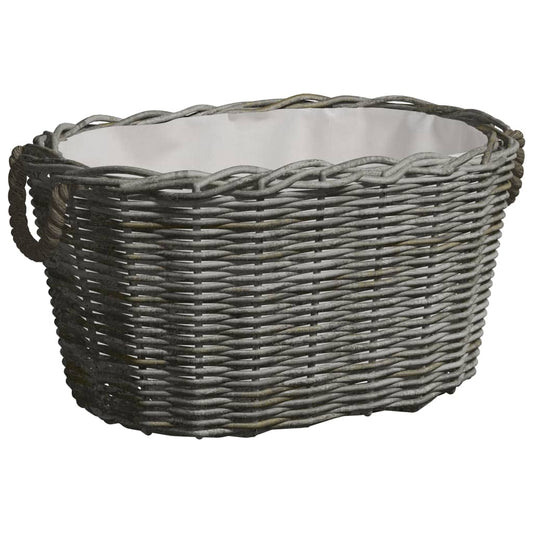 286985 vidaXL Firewood Basket with Carrying Handles 59x42x28 cm Grey Willow