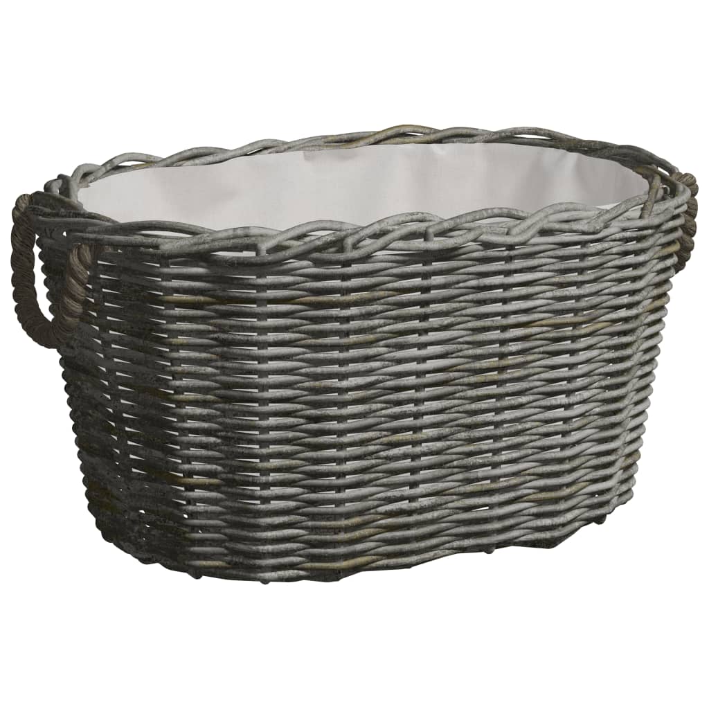 286985 vidaXL Firewood Basket with Carrying Handles 59x42x28 cm Grey Willow