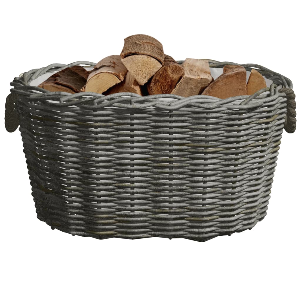 286985 vidaXL Firewood Basket with Carrying Handles 59x42x28 cm Grey Willow