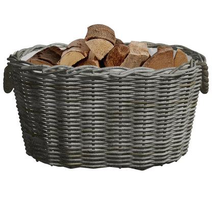 286985 vidaXL Firewood Basket with Carrying Handles 59x42x28 cm Grey Willow
