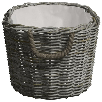 286985 vidaXL Firewood Basket with Carrying Handles 59x42x28 cm Grey Willow
