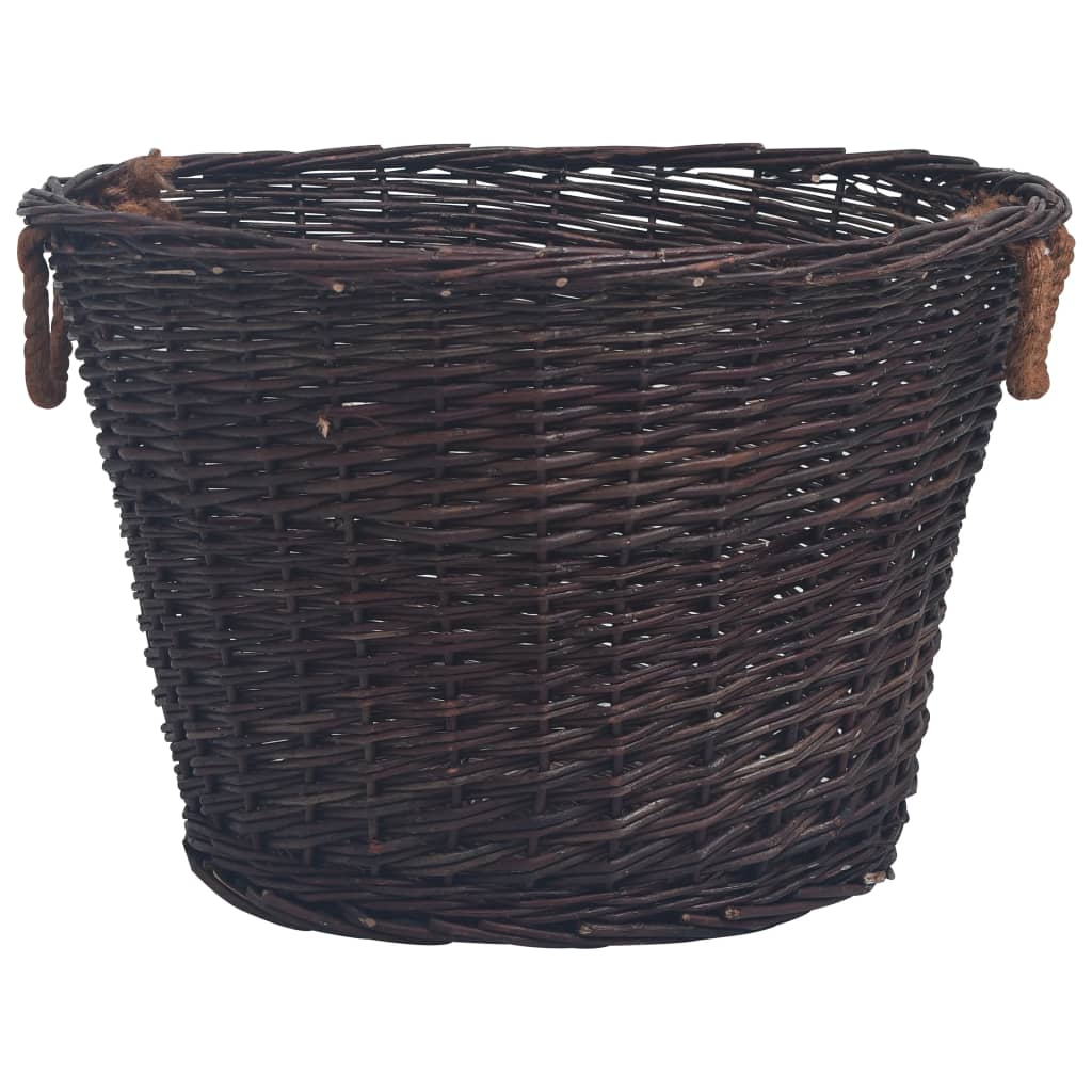 vidaXL 3 Piece Stackable Firewood Basket Set Dark Brown Willow