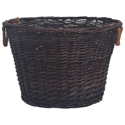 vidaXL 3 Piece Stackable Firewood Basket Set Dark Brown Willow