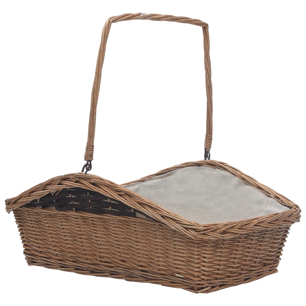 vidaXL Firewood Basket with Handle 61.5x46.5x58 cm Brown Willow