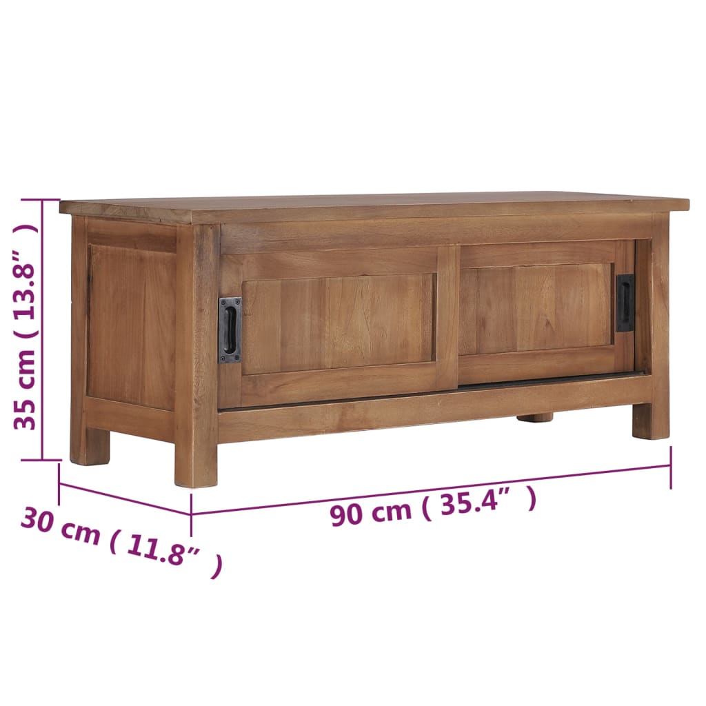 vidaXL TV Cabinet 90x30x35 cm Solid Teak Wood