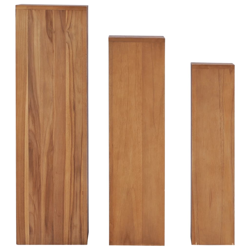 286278 vidaXL 3 Piece Plant Stand Set Solid Teak Wood