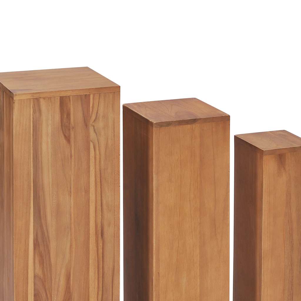 286278 vidaXL 3 Piece Plant Stand Set Solid Teak Wood