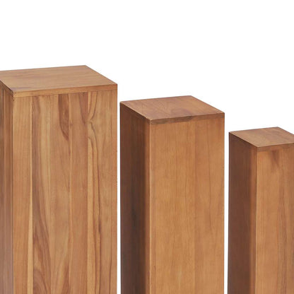 286278 vidaXL 3 Piece Plant Stand Set Solid Teak Wood