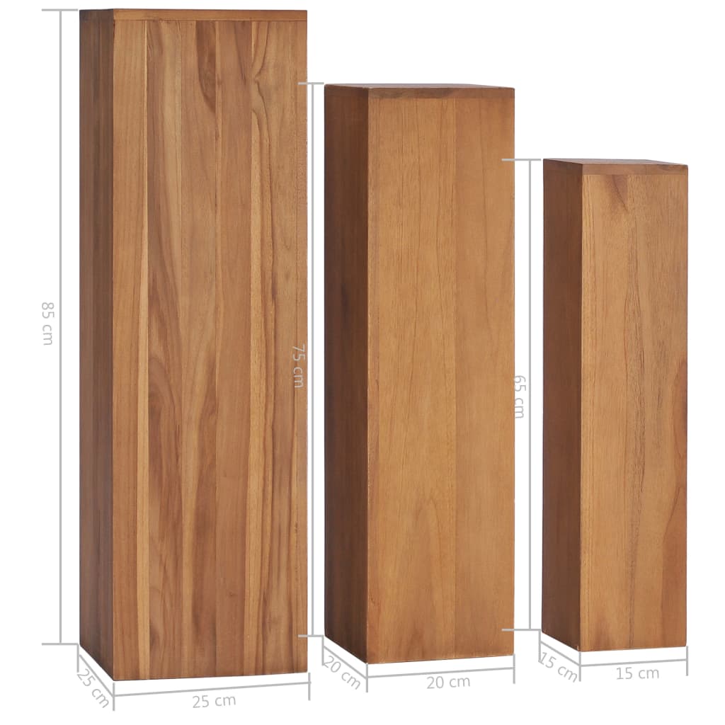 vidaXL 3 Piece Plant Stand Set Solid Teak Wood