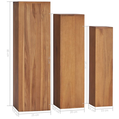 vidaXL 3 Piece Plant Stand Set Solid Teak Wood