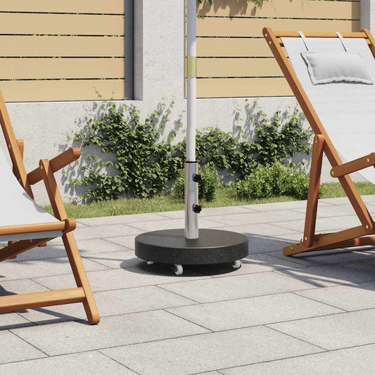 vidaXL Parasol Base | Black | Granite, Stainless Steel | 30 kg | Rollable