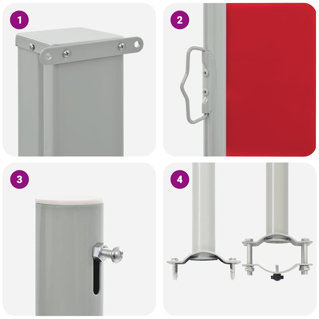 vidaXL Patio Retractable Side Awning 100x300 cm Red