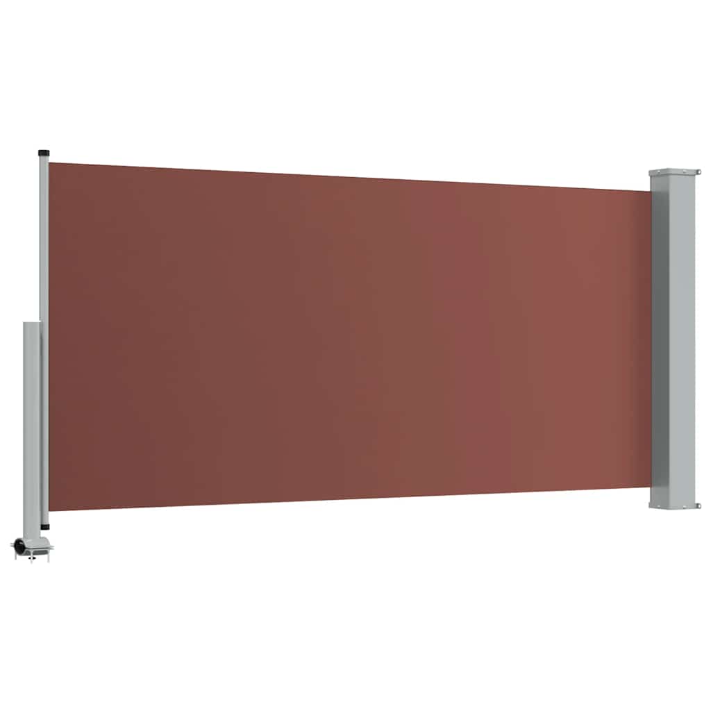 vidaXL Side Awning | Brown screen, Grey stand
