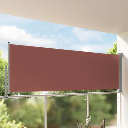 vidaXL Side Awning | Brown screen, Grey stand