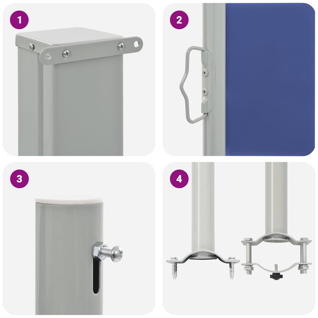vidaXL Patio Retractable Side Awning 160x300 cm Blue