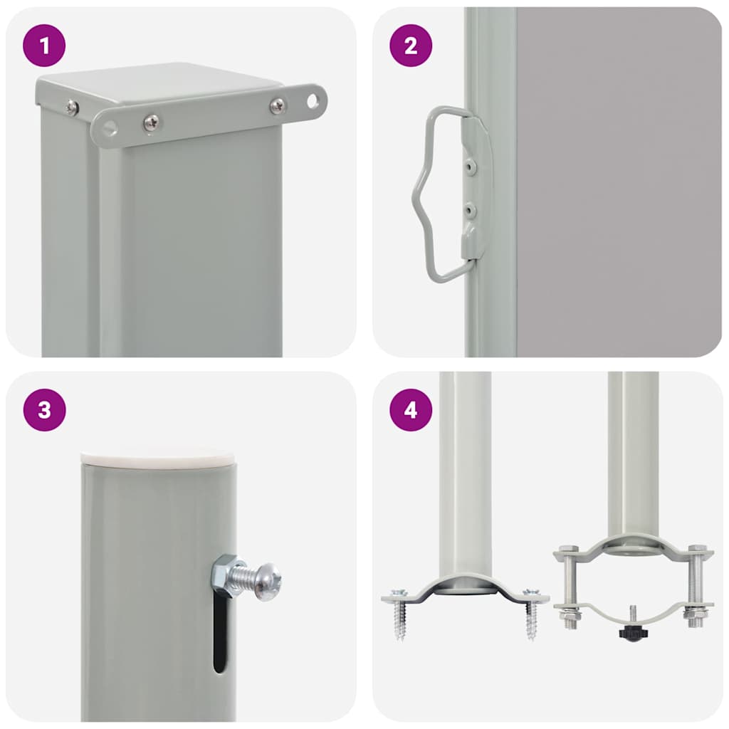 vidaXL Patio Retractable Side Awning 80x300 cm Grey