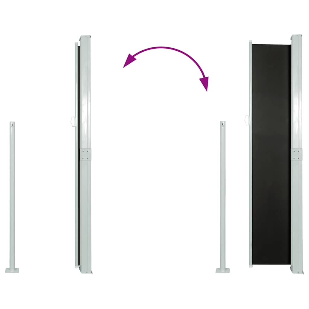 vidaXL Side Awning | Black | Polyester with PU coating, Powder Coated Steel