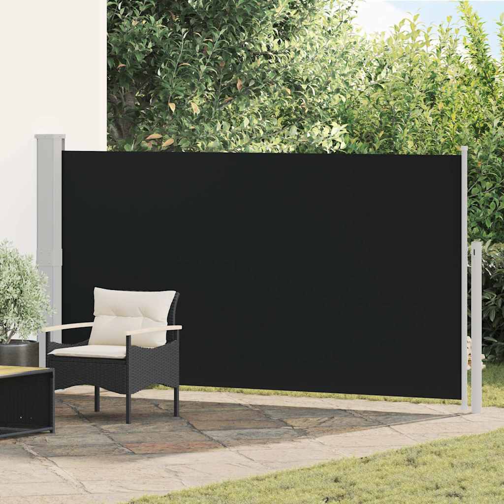 vidaXL Side Awning | Black | Polyester with PU coating, Powder Coated Steel