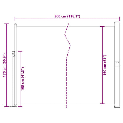 vidaXL Side Awning | Blue, Grey | Polyester, Powder-Coated Steel | 170x300 cm