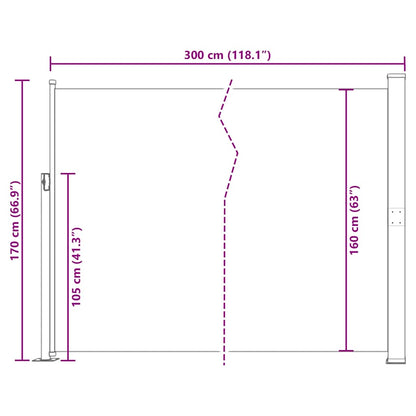vidaXL Side Awning | Red and Grey | Polyester, Powder-coated steel | 170x300 cm