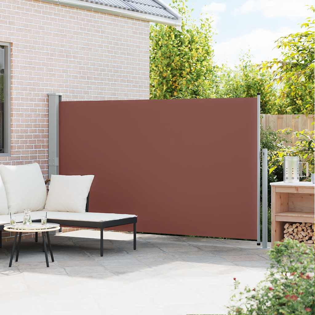vidaXL Side Awning | Brown fabric with grey steel cover