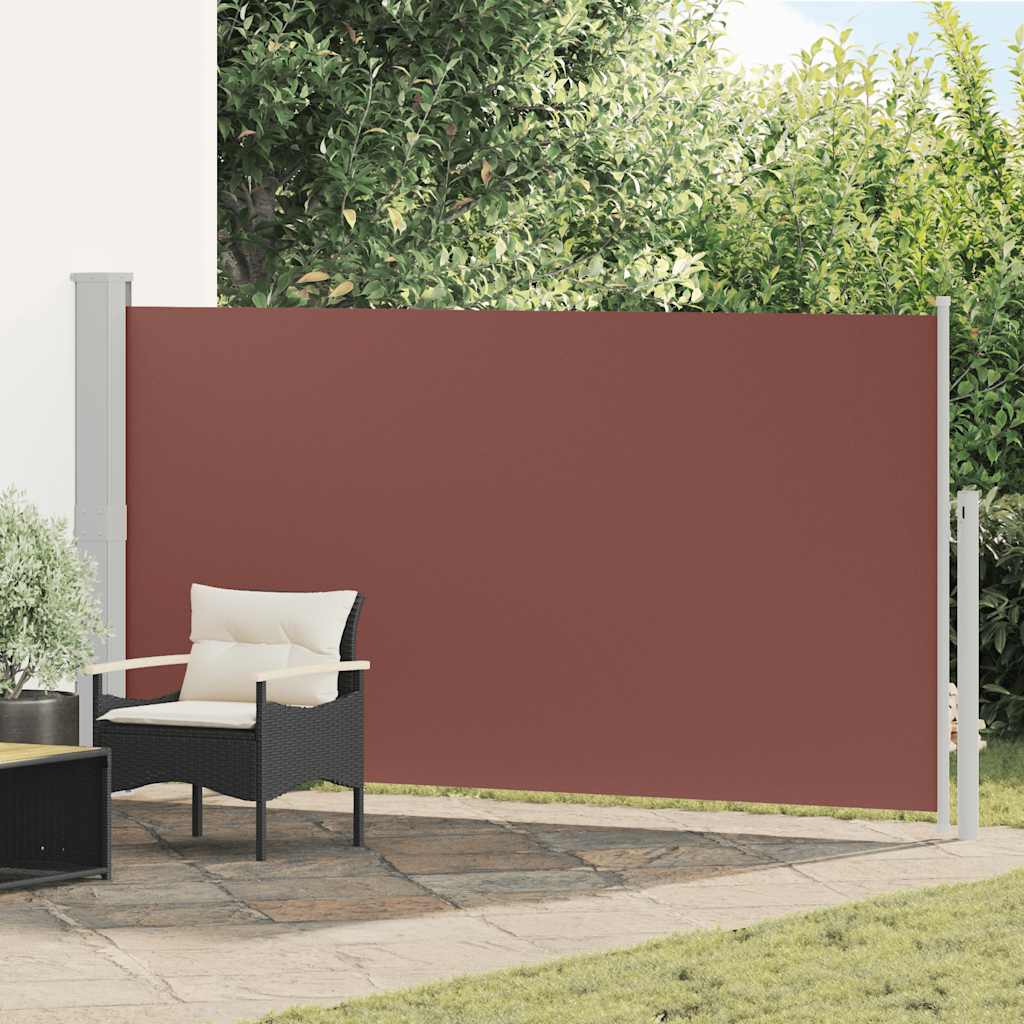 vidaXL Side Awning | Brown fabric with grey steel cover