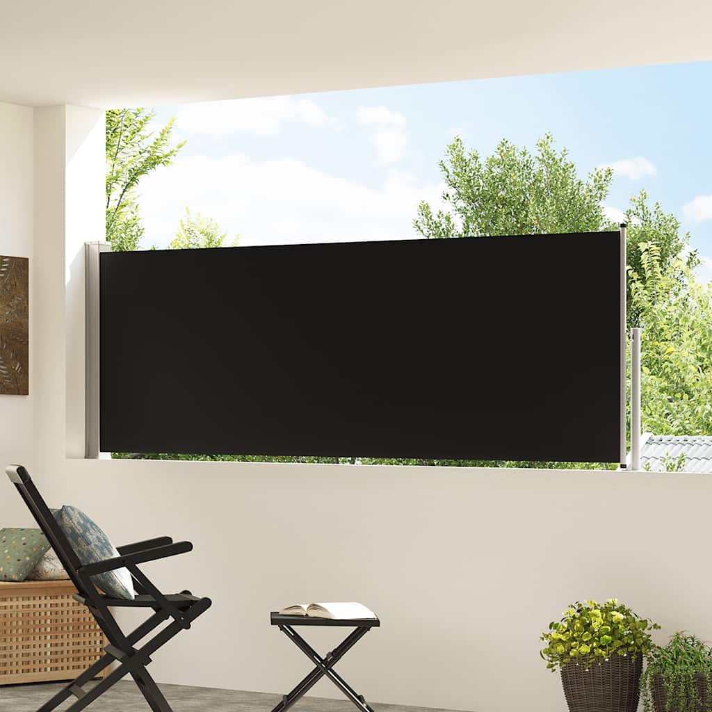 vidaXL Patio Retractable Side Awning 100x300 cm Black