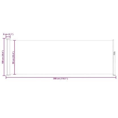 vidaXL Patio Retractable Side Awning 100x314 cm Black