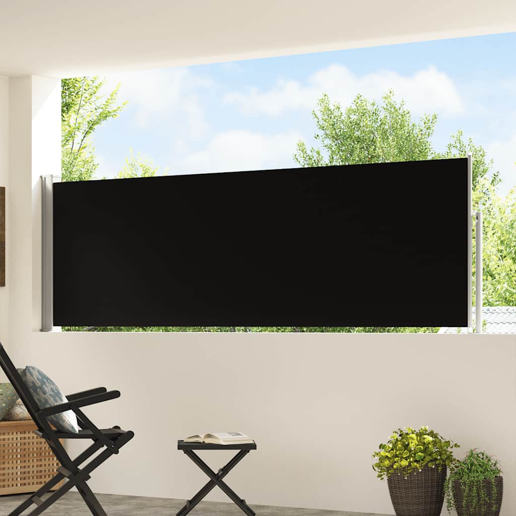 vidaXL Patio Retractable Side Awning 100x514 cm Black