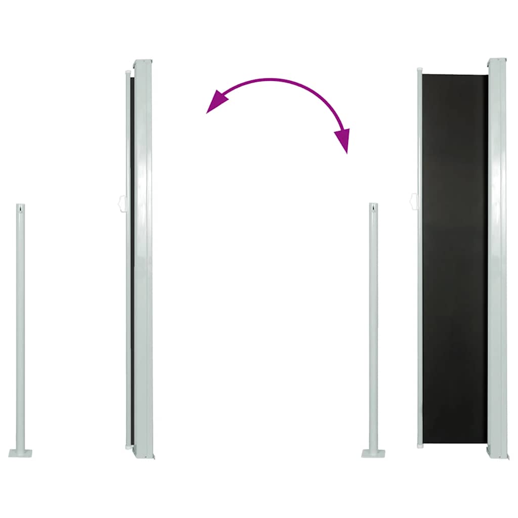 vidaXL Patio Retractable Side Awning 100x514 cm Black