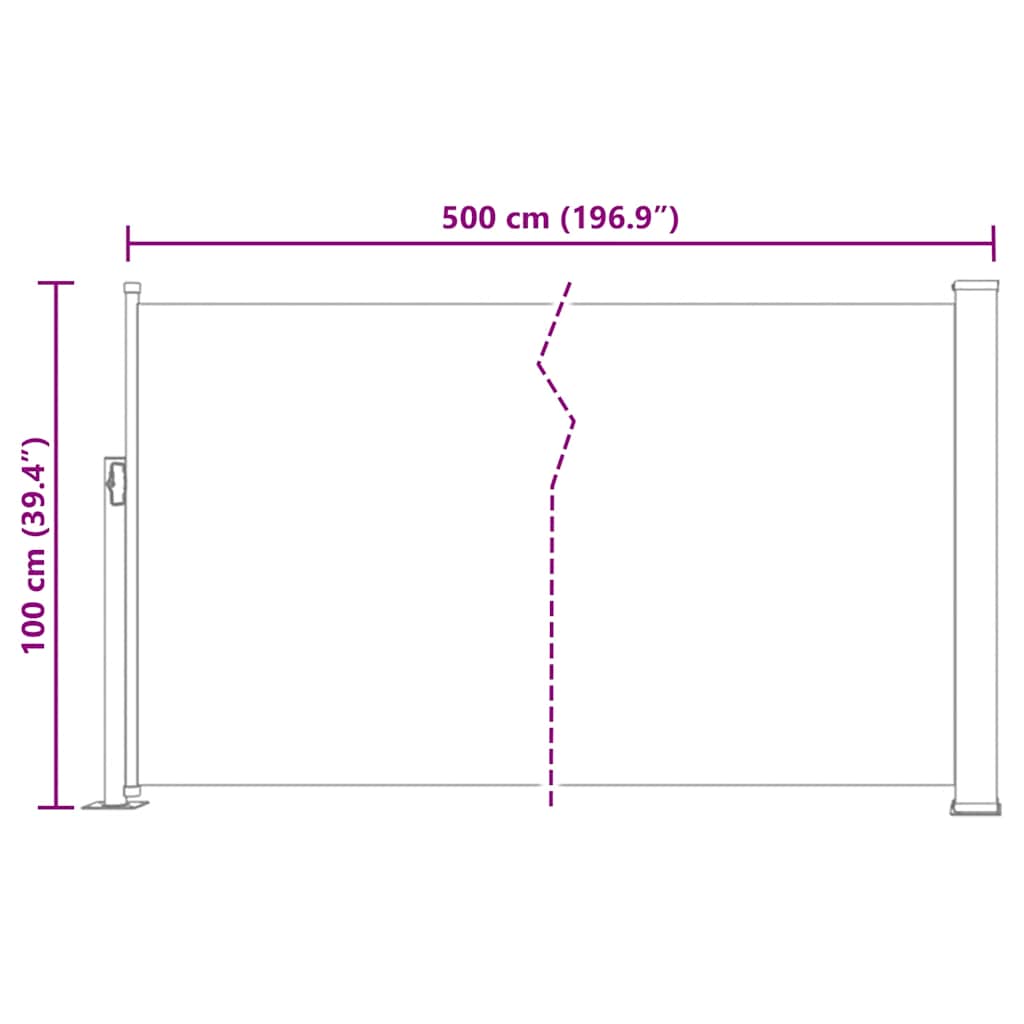 vidaXL Patio Retractable Side Awning 100x500 cm Red