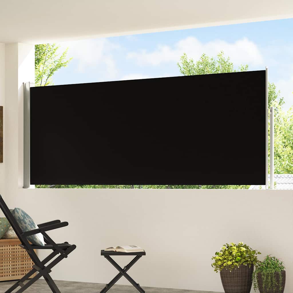 vidaXL Patio Retractable Side Awning 120x500 cm Black
