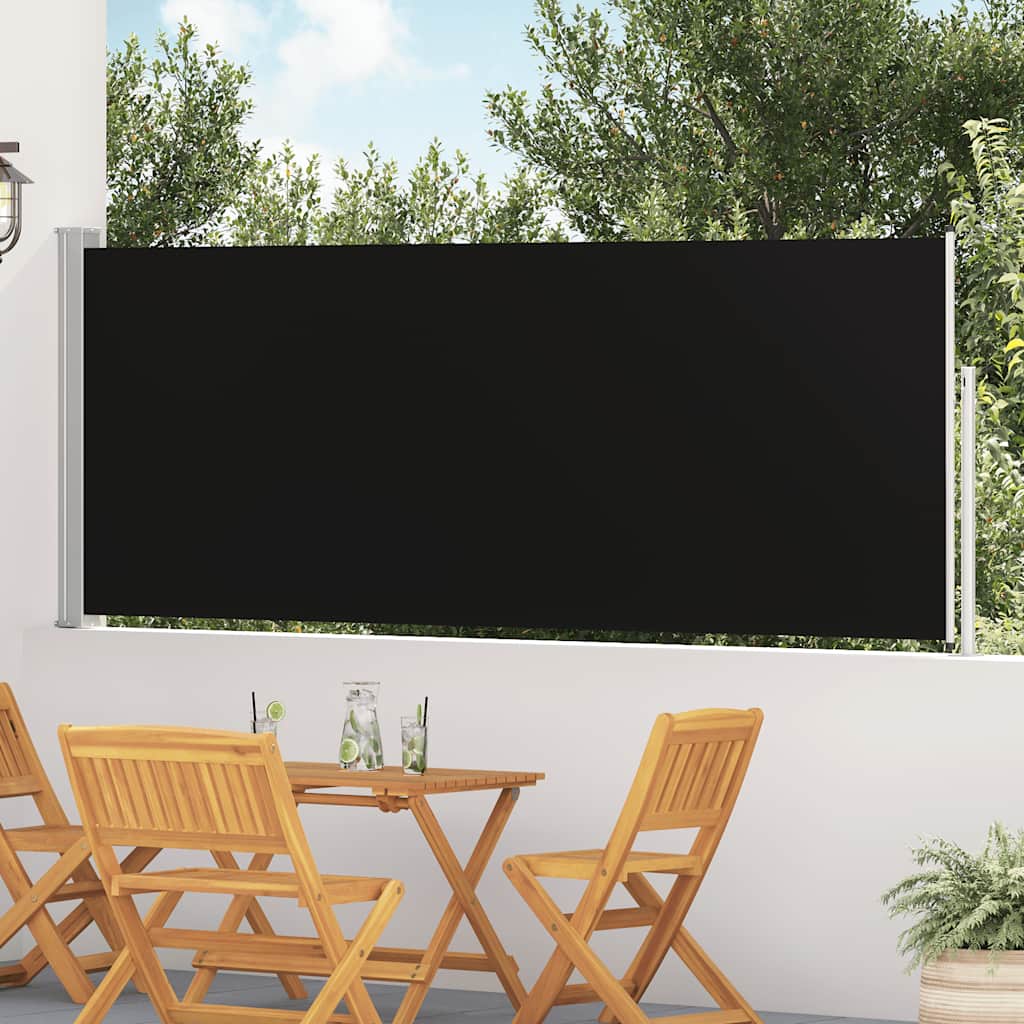 vidaXL Patio Retractable Side Awning 120x500 cm Black