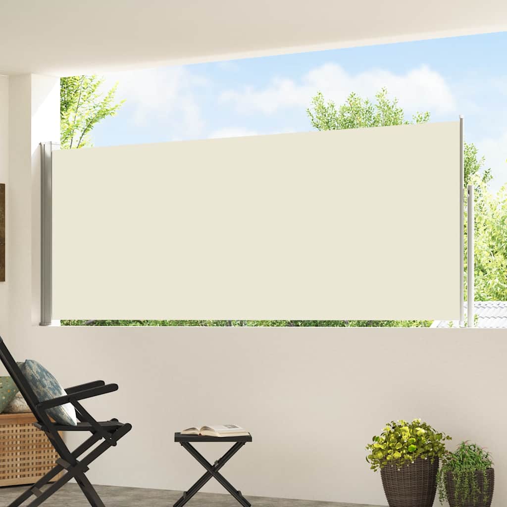 vidaXL Patio Retractable Side Awning 120x500 cm Cream