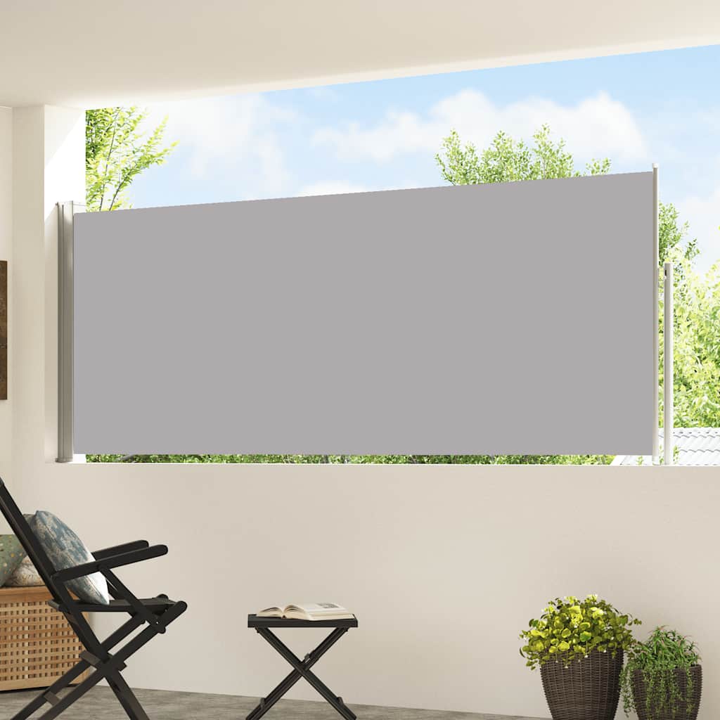 vidaXL Patio Retractable Side Awning 117x514 cm Grey