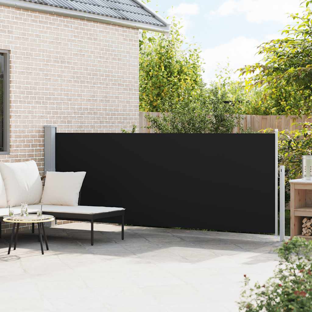 vidaXL Patio Retractable Side Awning 140x500 cm Black