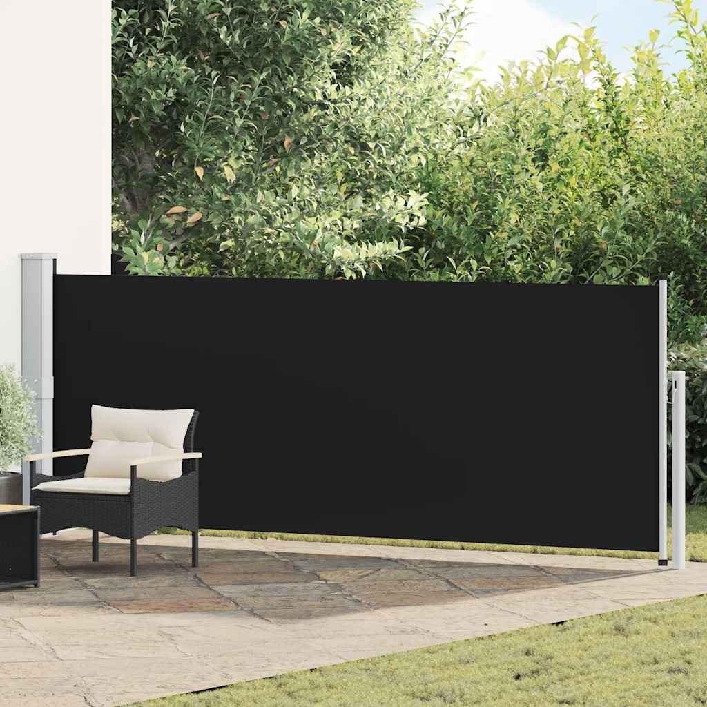 vidaXL Patio Retractable Side Awning 140x514 cm Black