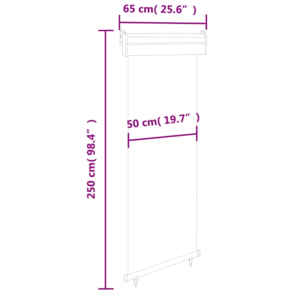vidaXL Balcony Side Awning 65x250 cm Grey