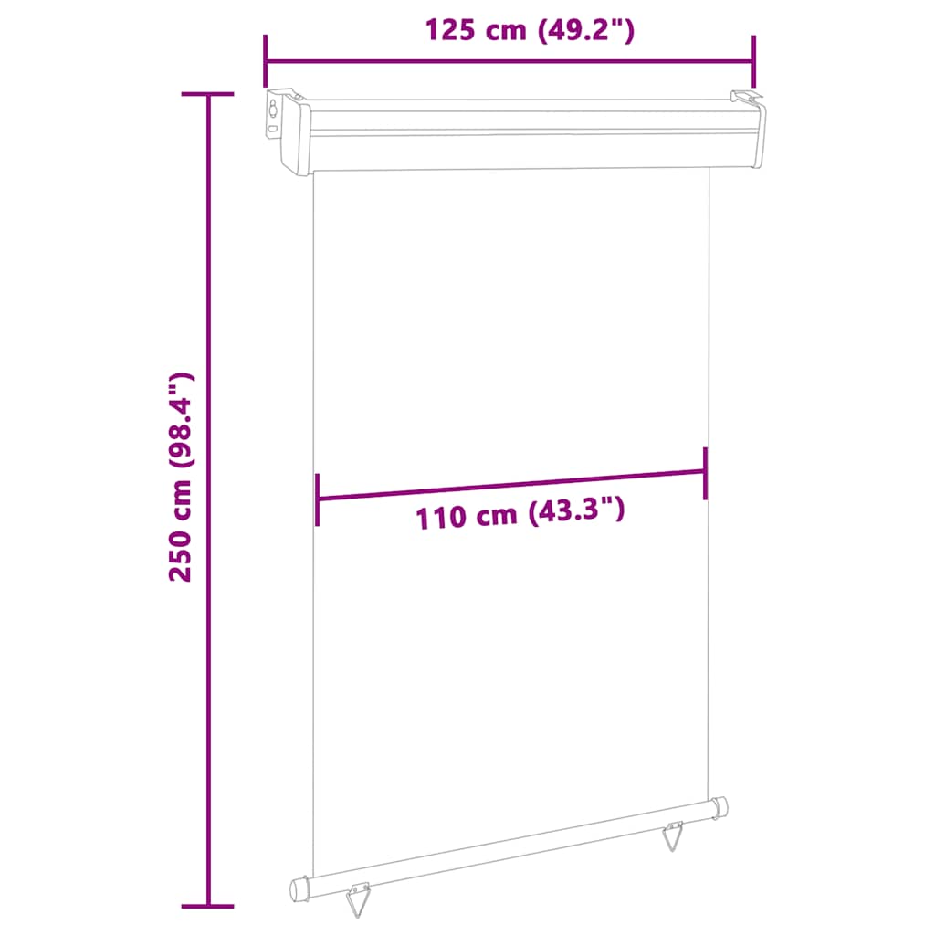 vidaXL Balcony Side Awning 125x250 cm Cream