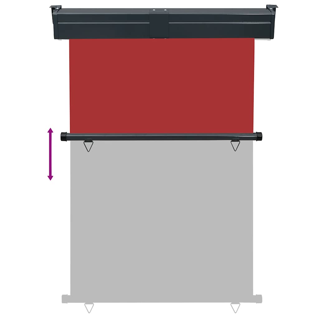 vidaXL Balcony Side Awning | Red | Steel | 125 cm x 250 cm | Retractable