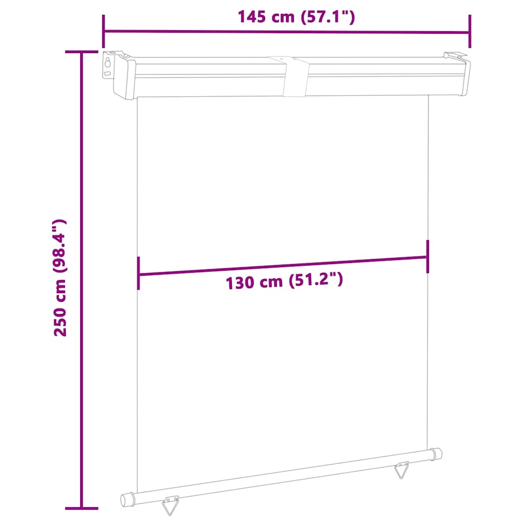 48426 vidaXL Balcony Side Awning 145x250 cm Blue