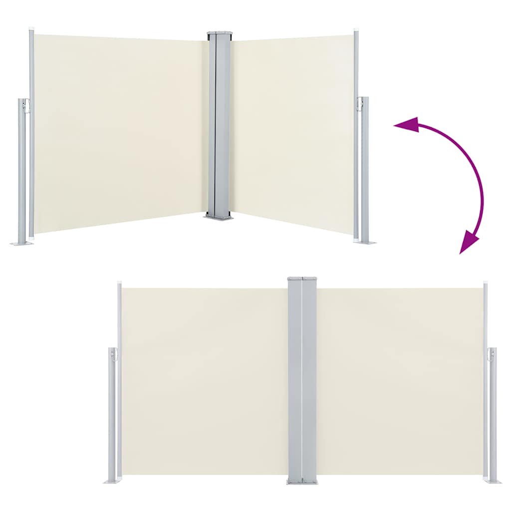 vidaXL Retractable Side Awning Cream 120x600 cm