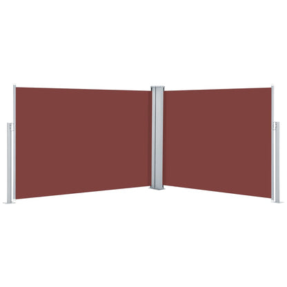 vidaXL Side Awning | Brown | Polyester | Large | Retractable | Modern