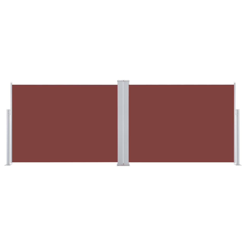 vidaXL Side Awning | Brown | Polyester | Large | Retractable | Modern