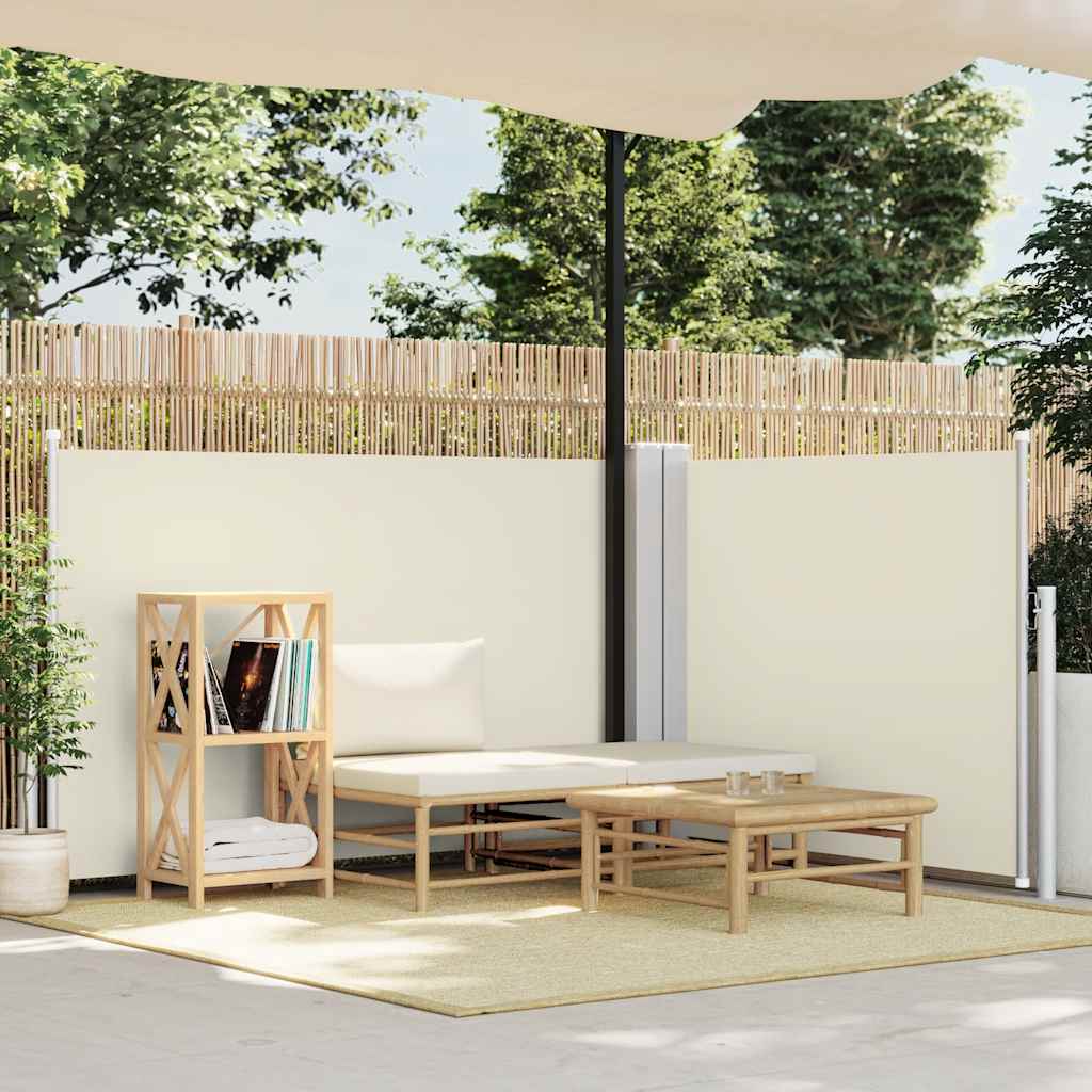 vidaXL Retractable Side Awning Cream 120x1000 cm