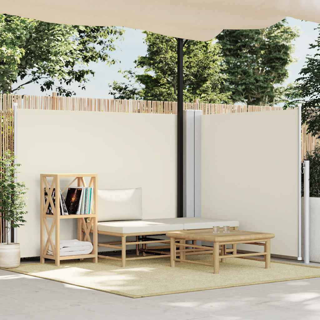 vidaXL Retractable Side Awning Cream 140x1000 cm