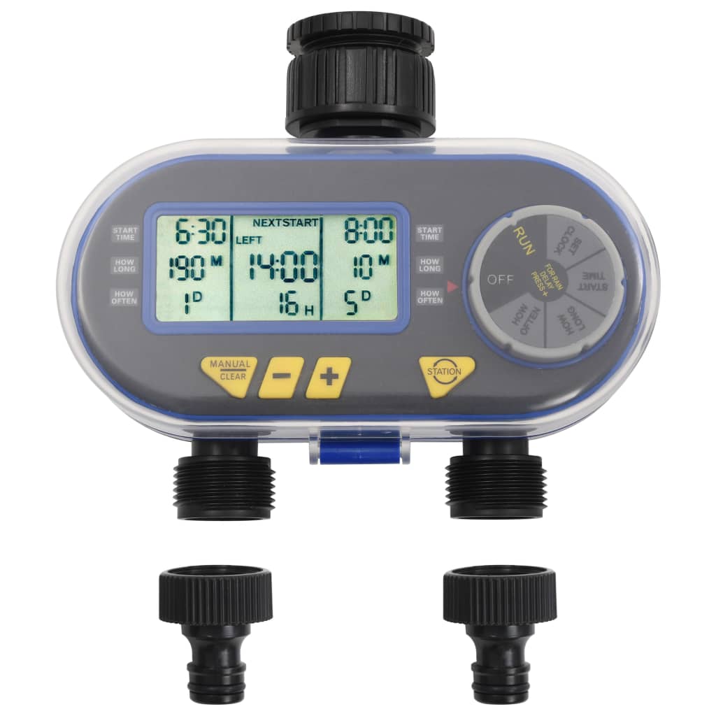 vidaXL Digital Water Timer | Black, Blue, Grey | ABS | Medium