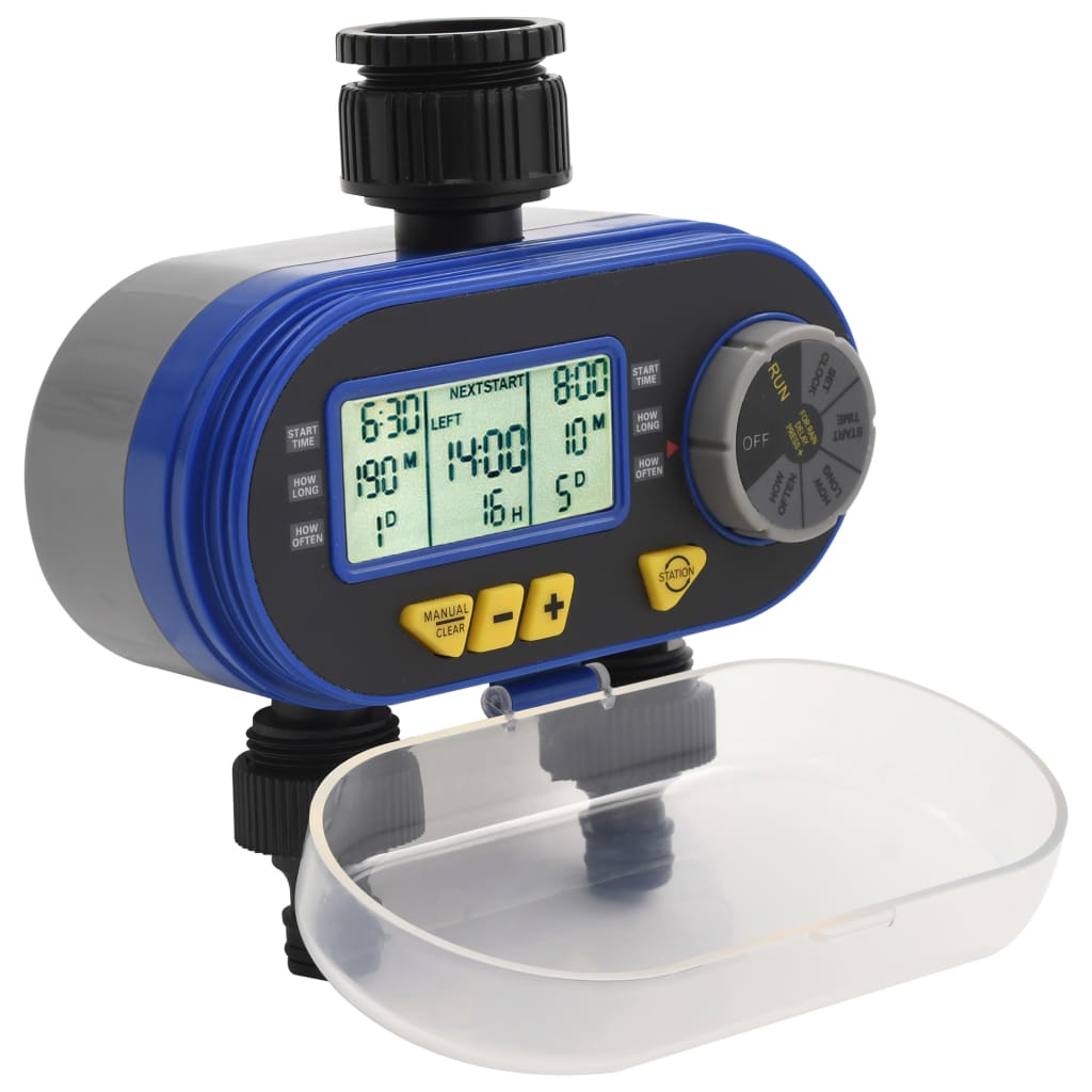 vidaXL Digital Water Timer | Black, Blue, Grey | ABS | Medium
